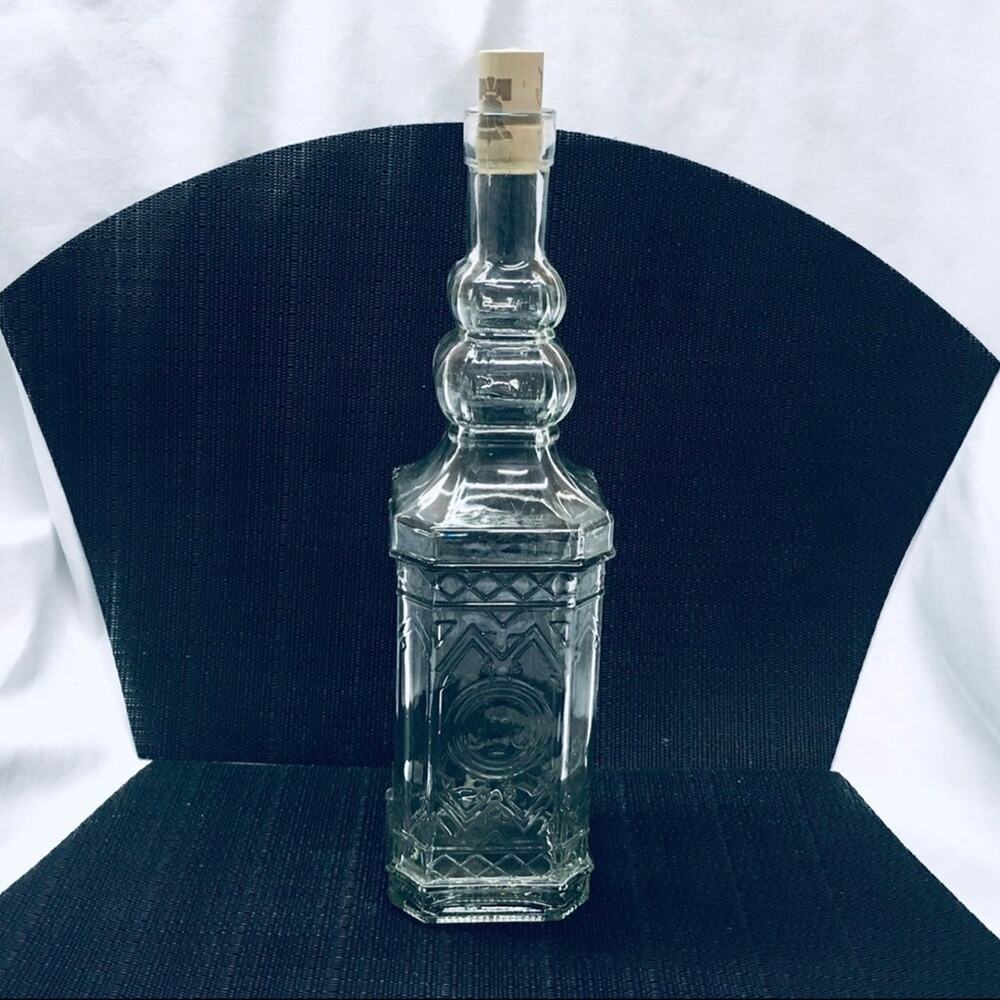Large Clear Glass Bud Vase / Apothecary Glass Bottle with Cork Lid
